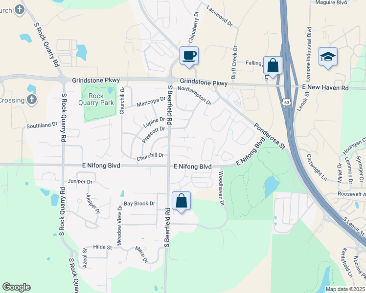 map of restaurants, bars, coffee shops, grocery stores, and more near 2416 Calder Court in Columbia