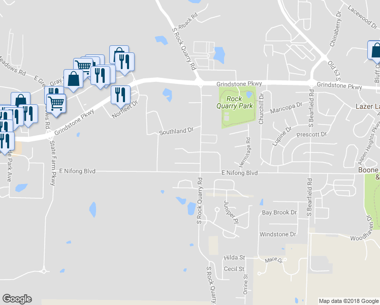 map of restaurants, bars, coffee shops, grocery stores, and more near 1703 Steamboat Lane in Columbia