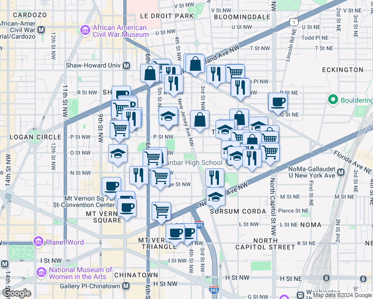 map of restaurants, bars, coffee shops, grocery stores, and more near 101 Independence Avenue Southeast in Washington