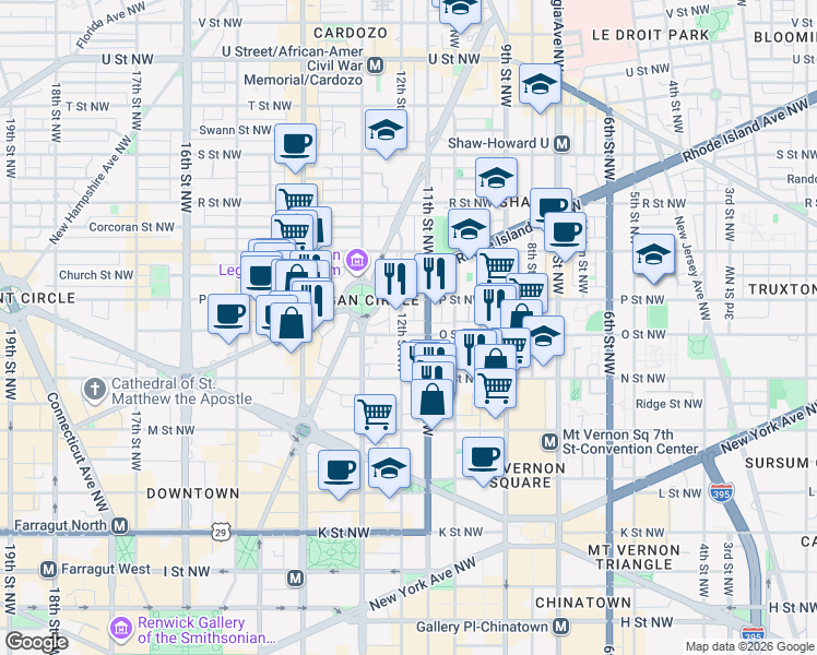 map of restaurants, bars, coffee shops, grocery stores, and more near 101 Independence Avenue Southeast in Washington