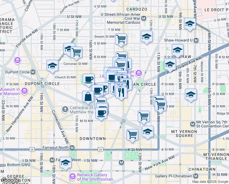 map of restaurants, bars, coffee shops, grocery stores, and more near 101 Independence Avenue Southeast in Washington