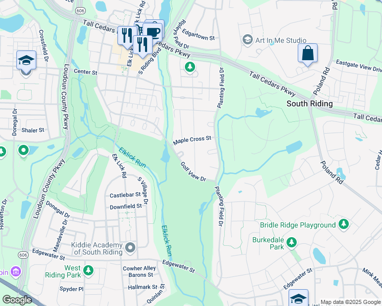 map of restaurants, bars, coffee shops, grocery stores, and more near 25565 Upper Clubhouse Drive in Chantilly