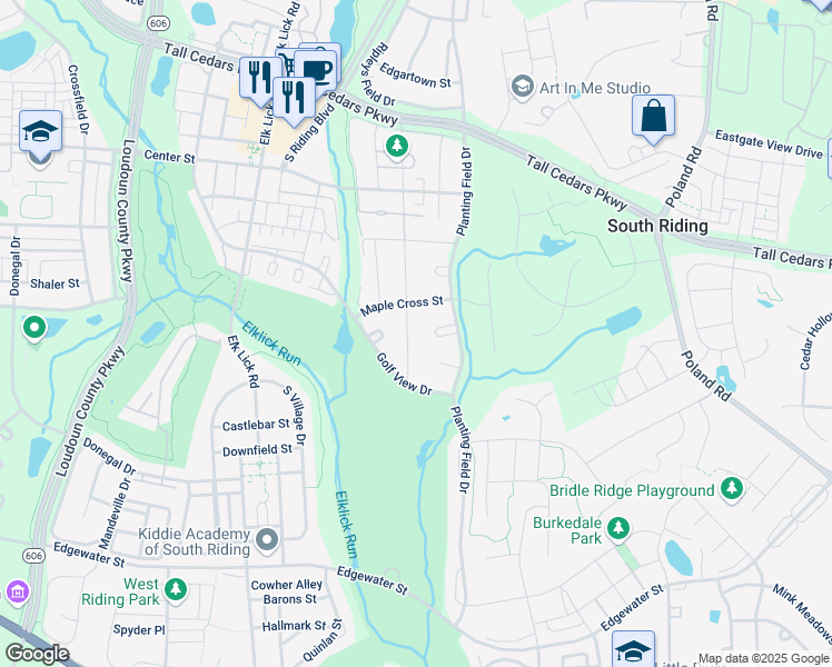 map of restaurants, bars, coffee shops, grocery stores, and more near 25564 Upper Clubhouse Drive in Chantilly