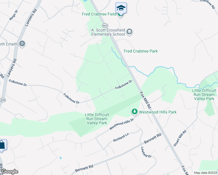 map of restaurants, bars, coffee shops, grocery stores, and more near 12124 Folkstone Drive in Herndon