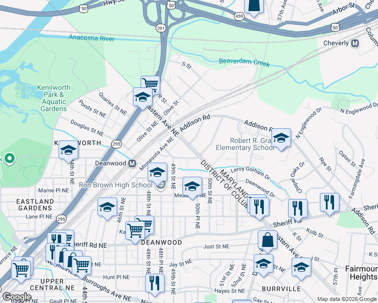 map of restaurants, bars, coffee shops, grocery stores, and more near 101 Independence Avenue Southeast in Washington