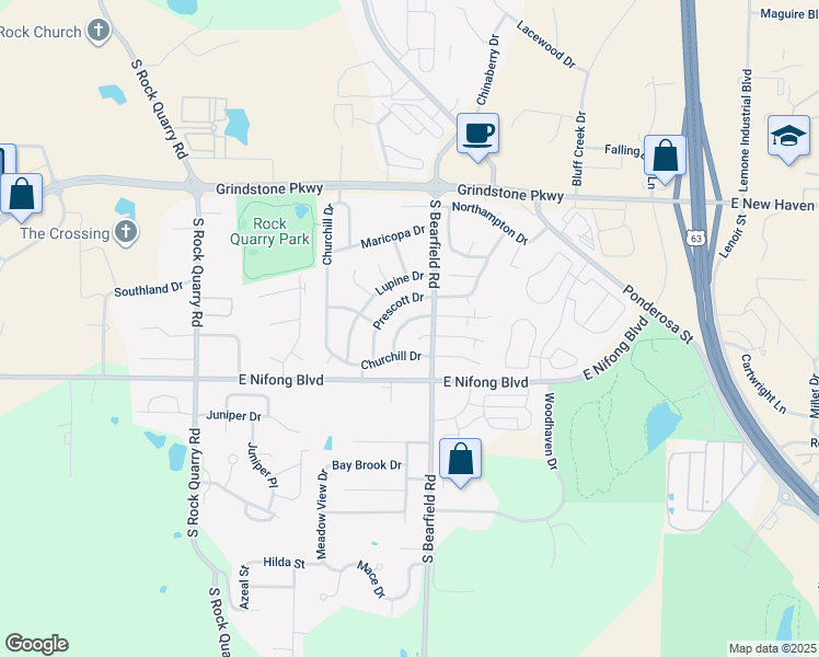 map of restaurants, bars, coffee shops, grocery stores, and more near 3708 Pimlico Drive in Columbia