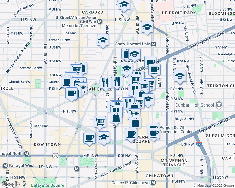 map of restaurants, bars, coffee shops, grocery stores, and more near 101 Independence Avenue Southeast in Washington