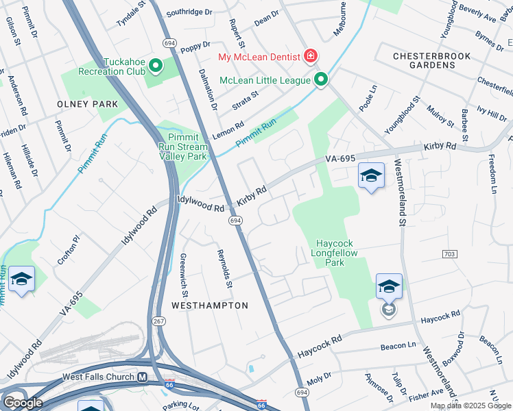 map of restaurants, bars, coffee shops, grocery stores, and more near 6816 McLean Province Circle in Falls Church
