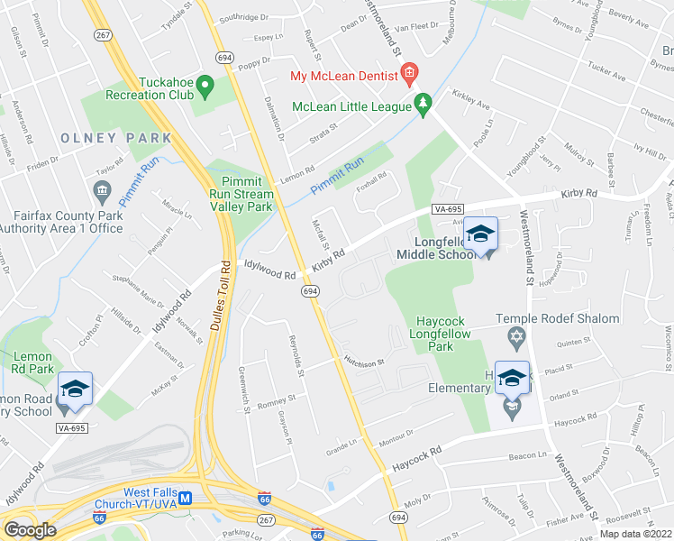 map of restaurants, bars, coffee shops, grocery stores, and more near 6816 McLean Province Circle in Falls Church