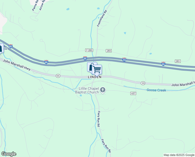 map of restaurants, bars, coffee shops, grocery stores, and more near 1788 Fiery Run Road in Linden
