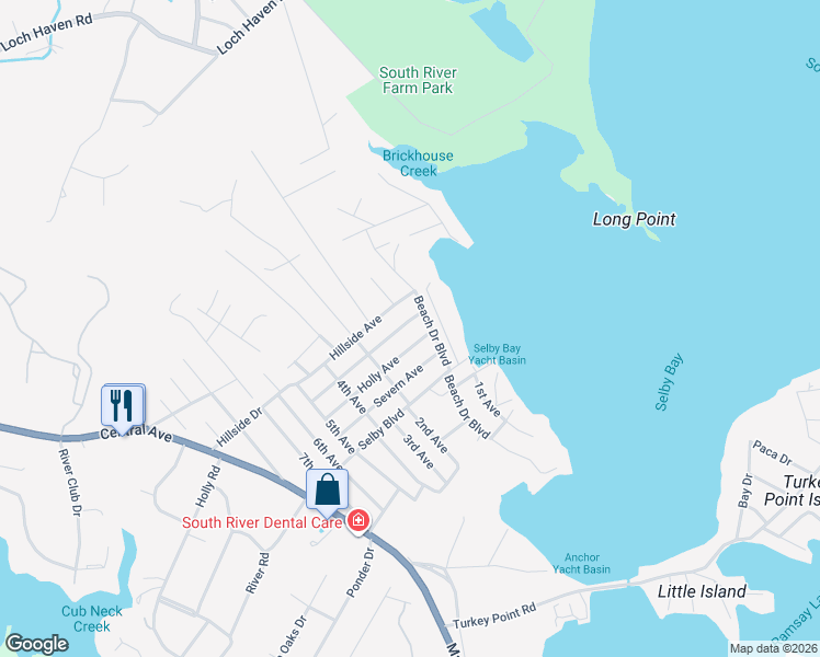map of restaurants, bars, coffee shops, grocery stores, and more near 921 Annapolis Avenue in Edgewater