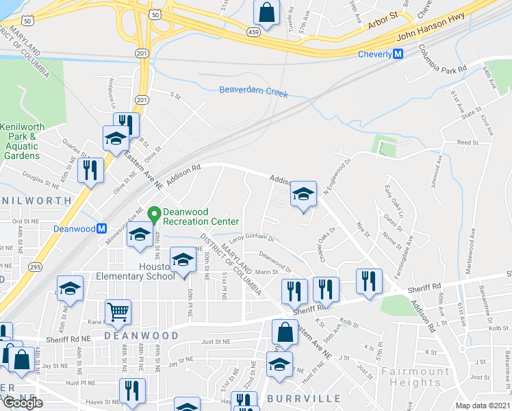 map of restaurants, bars, coffee shops, grocery stores, and more near 101 Independence Avenue Southeast in Washington