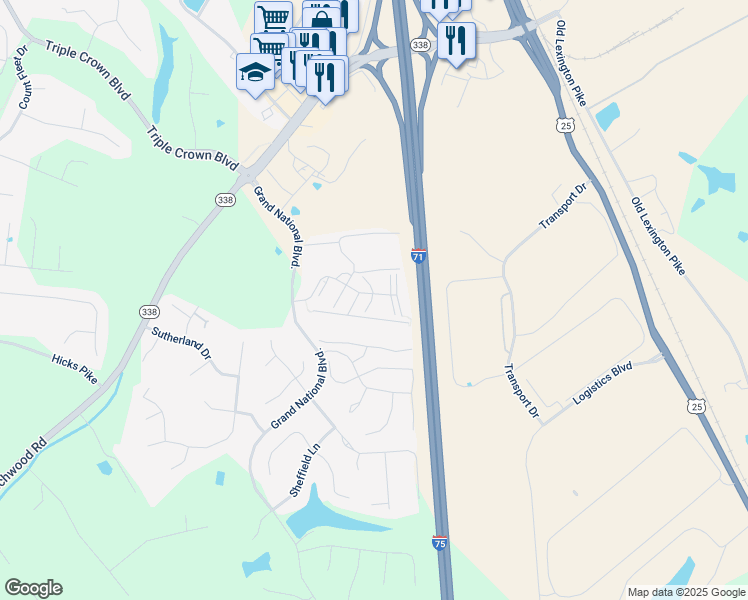 map of restaurants, bars, coffee shops, grocery stores, and more near 173 Overland Ridge in Walton
