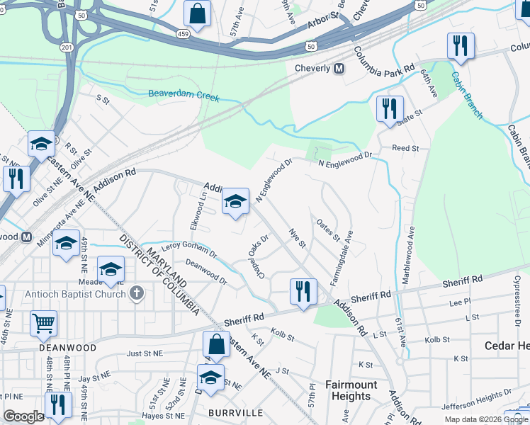 map of restaurants, bars, coffee shops, grocery stores, and more near 101 Independence Avenue Southeast in Washington