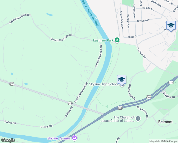 map of restaurants, bars, coffee shops, grocery stores, and more near 2364 Catlett Mountain Road in Front Royal