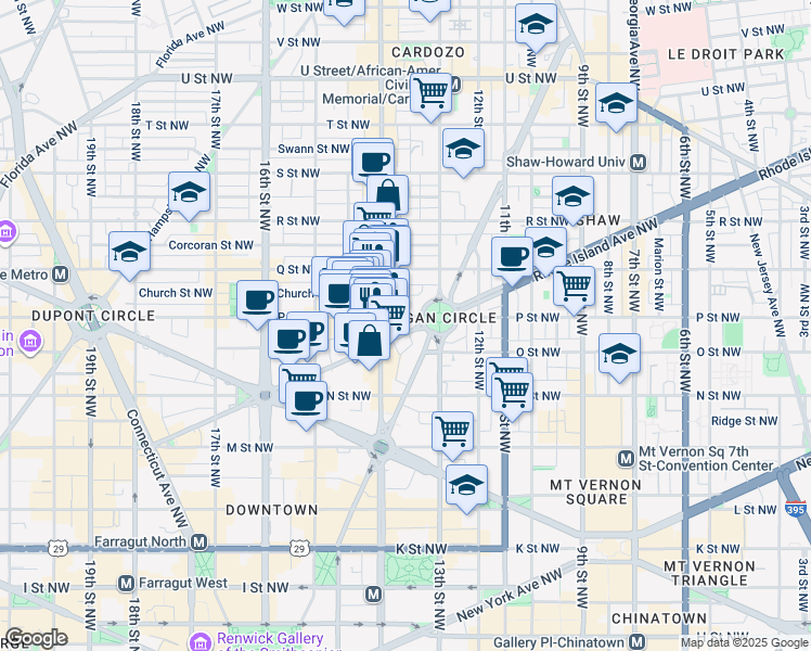 map of restaurants, bars, coffee shops, grocery stores, and more near 101 Independence Avenue Southeast in Washington