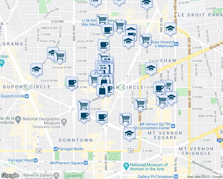 map of restaurants, bars, coffee shops, grocery stores, and more near 101 Independence Avenue Southeast in Washington