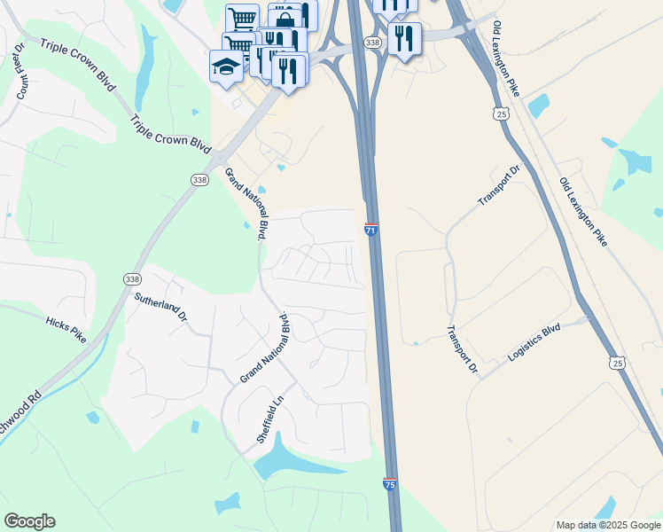 map of restaurants, bars, coffee shops, grocery stores, and more near 173 Overland Ridge in Walton