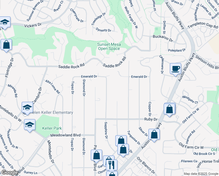 map of restaurants, bars, coffee shops, grocery stores, and more near 5420 Sapphire Drive in Colorado Springs