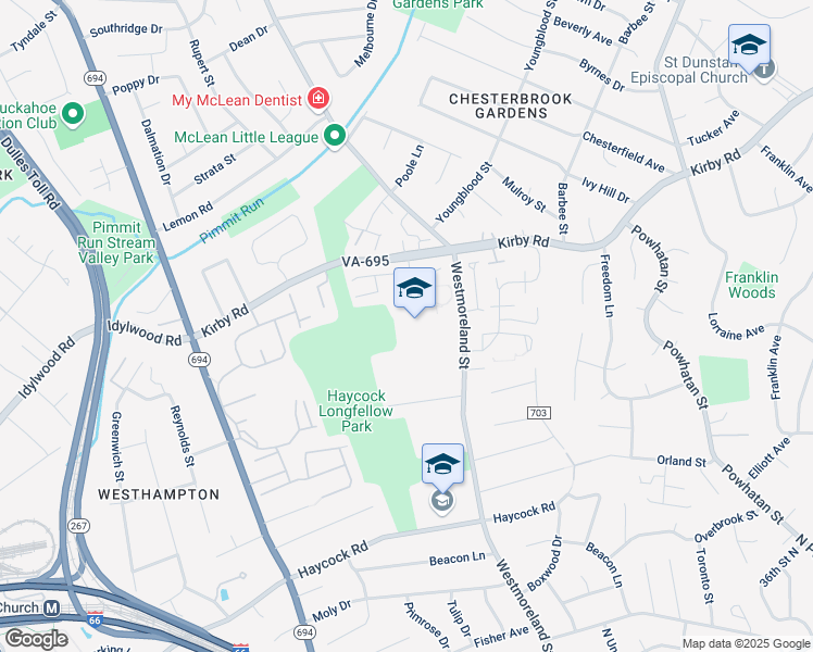 map of restaurants, bars, coffee shops, grocery stores, and more near 2000 Westmoreland Street in Falls Church