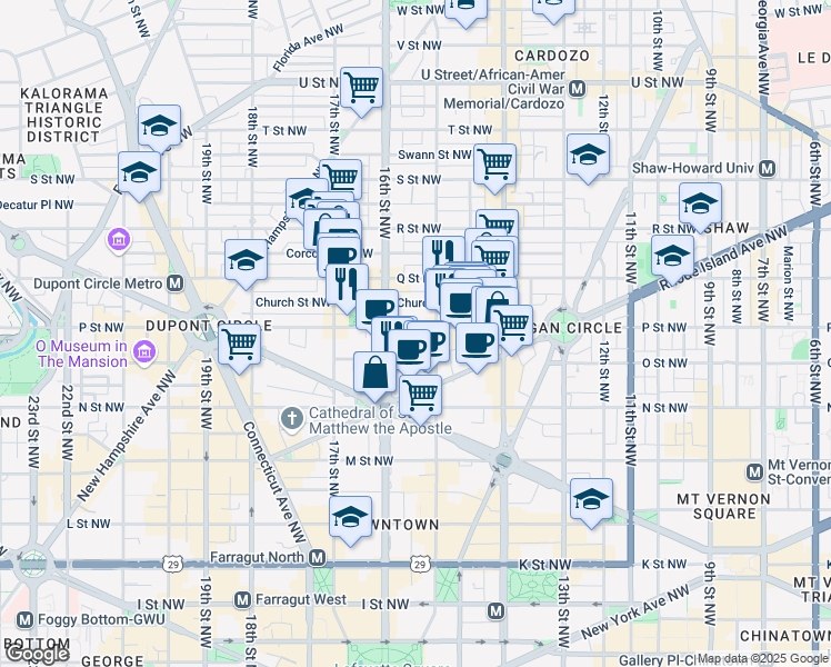 map of restaurants, bars, coffee shops, grocery stores, and more near 101 Independence Avenue Southeast in Washington