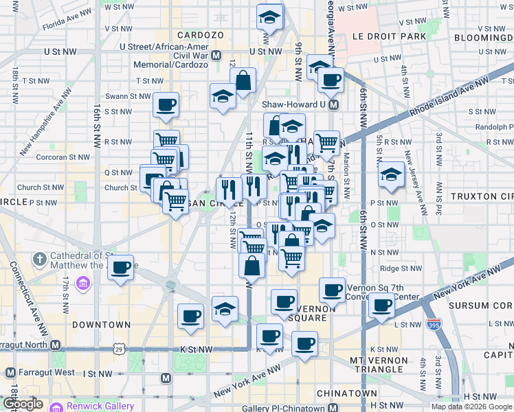 map of restaurants, bars, coffee shops, grocery stores, and more near 101 Independence Avenue Southeast in Washington