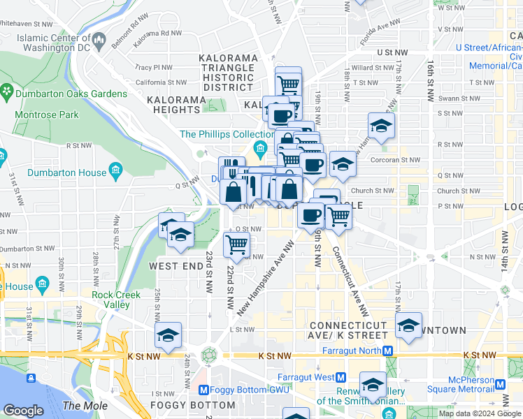 map of restaurants, bars, coffee shops, grocery stores, and more near 101 Independence Avenue Southeast in Washington