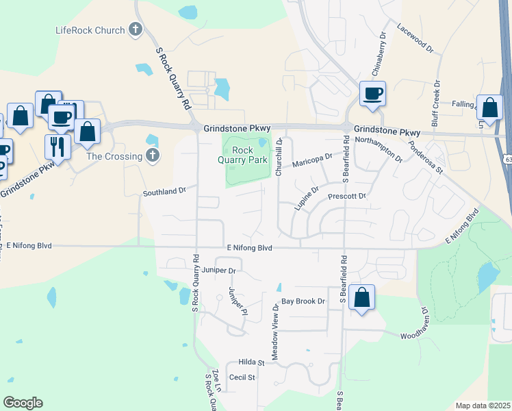 map of restaurants, bars, coffee shops, grocery stores, and more near 1921-23 Mirtle Grove Court in Columbia