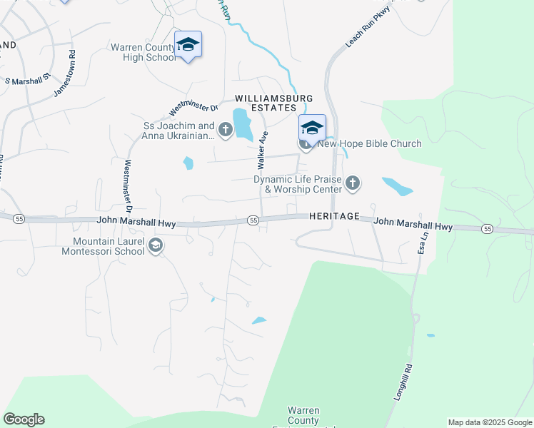 map of restaurants, bars, coffee shops, grocery stores, and more near 1456 John Marshall Highway in Front Royal