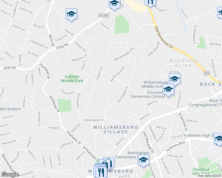 map of restaurants, bars, coffee shops, grocery stores, and more near 2007 Rhode Island Avenue in McLean