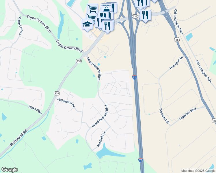 map of restaurants, bars, coffee shops, grocery stores, and more near 173 Overland Ridge in Walton