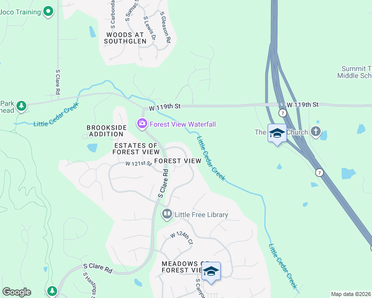 map of restaurants, bars, coffee shops, grocery stores, and more near 12071 South Sunray Drive in Olathe