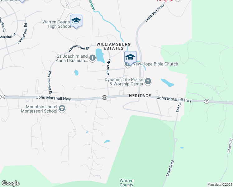 map of restaurants, bars, coffee shops, grocery stores, and more near 1468 John Marshall Highway in Front Royal