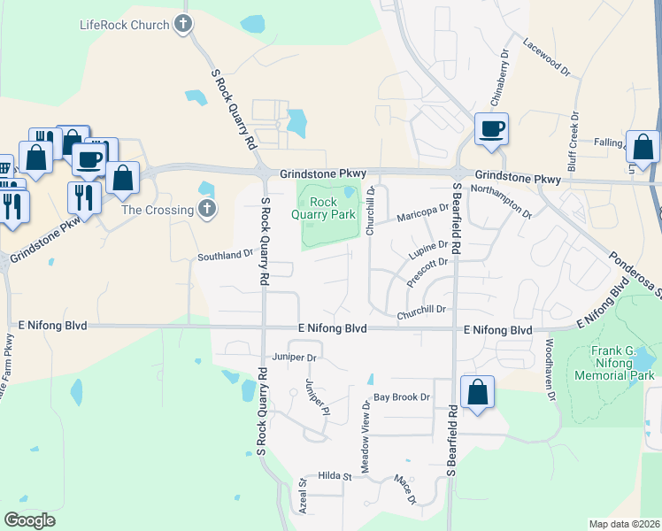 map of restaurants, bars, coffee shops, grocery stores, and more near 1921-23 Mirtle Grove Court in Columbia