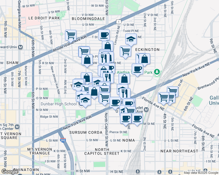 map of restaurants, bars, coffee shops, grocery stores, and more near 101 Independence Avenue Southeast in Washington
