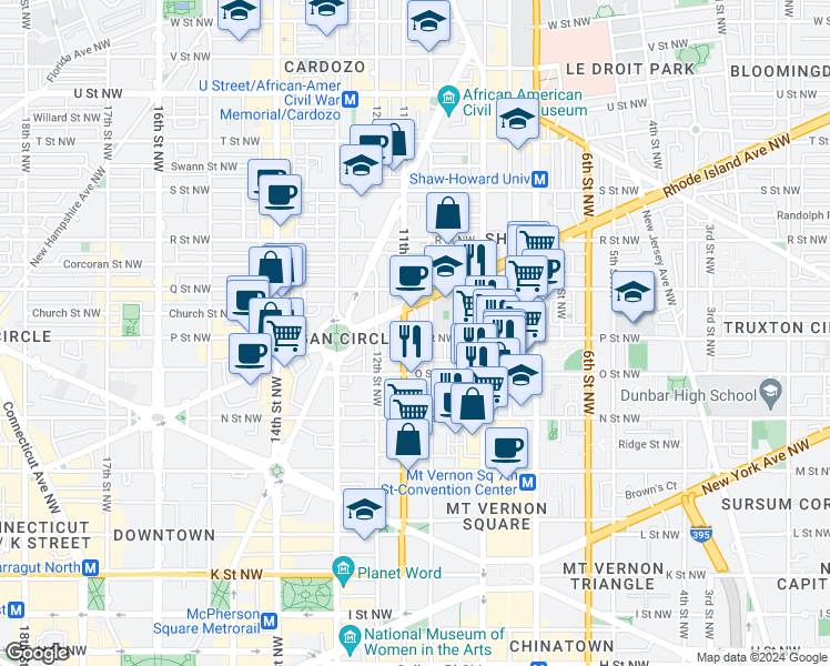 map of restaurants, bars, coffee shops, grocery stores, and more near 101 Independence Avenue Southeast in Washington