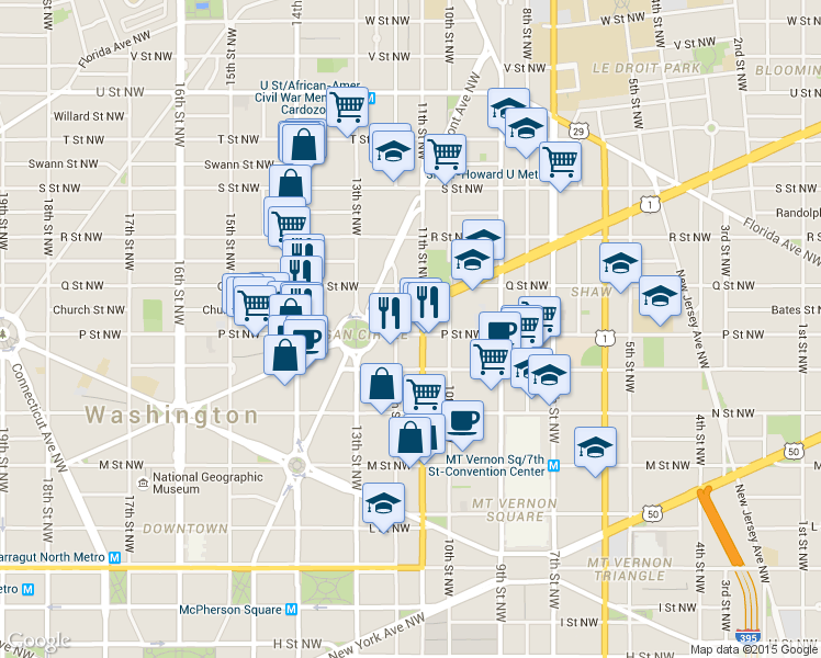 map of restaurants, bars, coffee shops, grocery stores, and more near 101 Independence Avenue Southeast in Washington