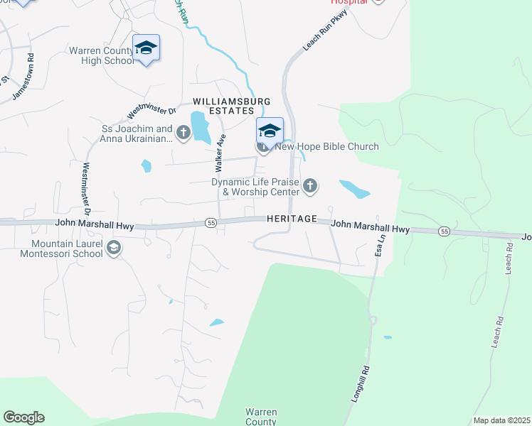 map of restaurants, bars, coffee shops, grocery stores, and more near 1516 John Marshall Highway in Front Royal