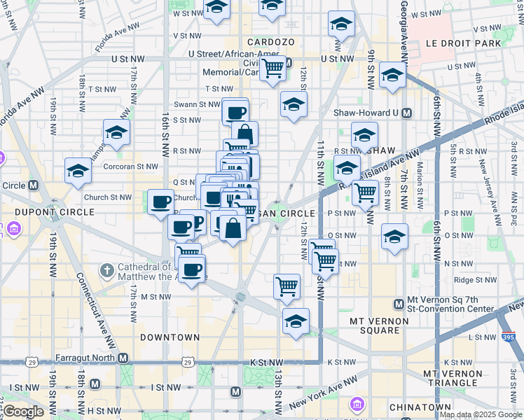 map of restaurants, bars, coffee shops, grocery stores, and more near 101 Independence Avenue Southeast in Washington