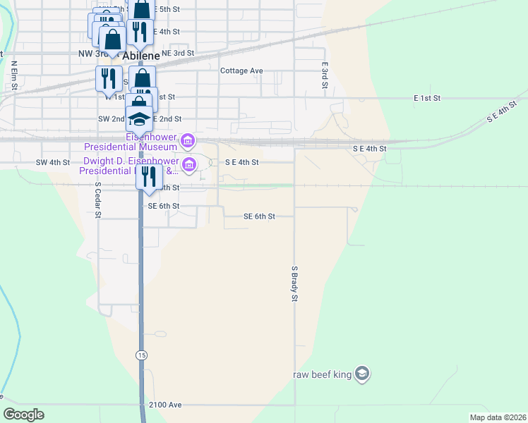 map of restaurants, bars, coffee shops, grocery stores, and more near 507 Southeast 6th Street in Abilene