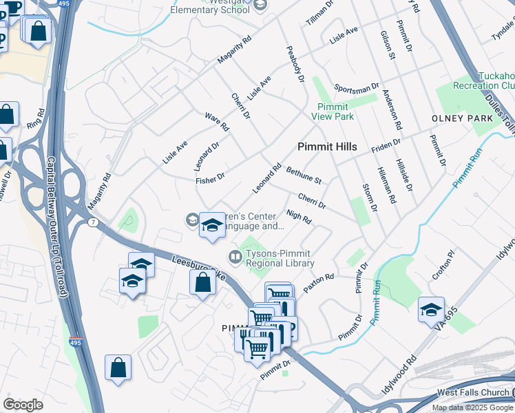 map of restaurants, bars, coffee shops, grocery stores, and more near 2014 Kilgore Road in Falls Church