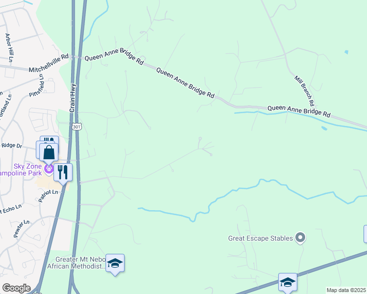 map of restaurants, bars, coffee shops, grocery stores, and more near 16916 Federal Hill Court in Bowie