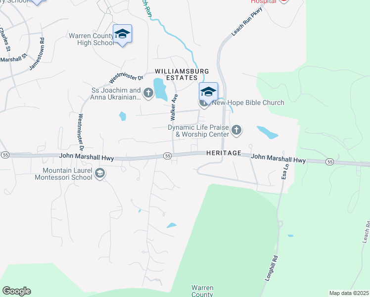 map of restaurants, bars, coffee shops, grocery stores, and more near 1468 John Marshall Highway in Front Royal