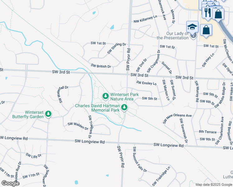 map of restaurants, bars, coffee shops, grocery stores, and more near 2015 Southwest 4th Street in Lee's Summit