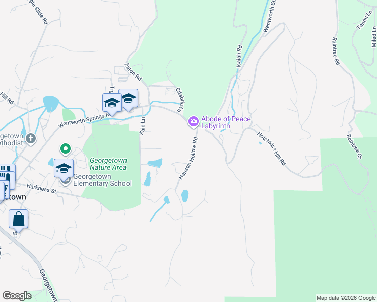 map of restaurants, bars, coffee shops, grocery stores, and more near 3060 Hanson Hollow Road in Georgetown