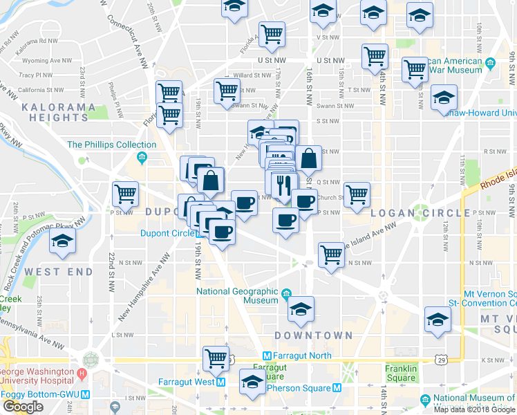 map of restaurants, bars, coffee shops, grocery stores, and more near 101 Independence Avenue Southeast in Washington