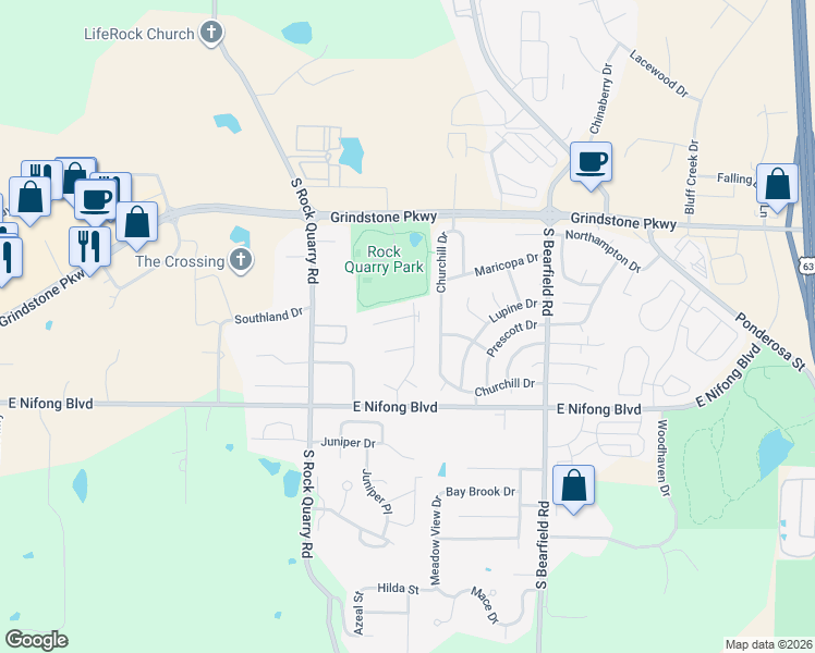 map of restaurants, bars, coffee shops, grocery stores, and more near 1921-23 Mirtle Grove Court in Columbia