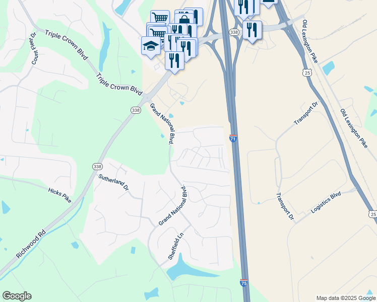 map of restaurants, bars, coffee shops, grocery stores, and more near 212 Overland Ridge in Walton