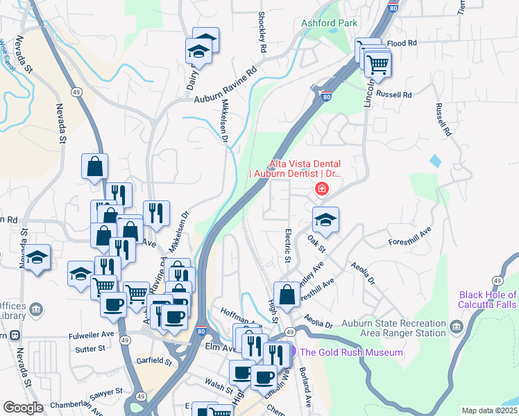 map of restaurants, bars, coffee shops, grocery stores, and more near 111 Stephen Avenue in Auburn