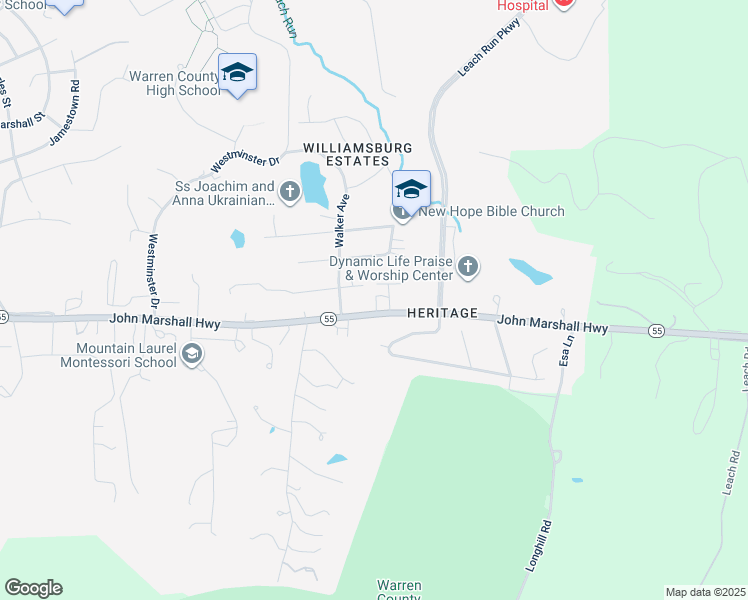 map of restaurants, bars, coffee shops, grocery stores, and more near 714 West 15th Street in Front Royal